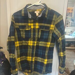 Cat & Jack Casual Blue and Yellow Plaid Shirt
